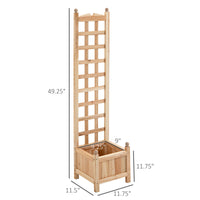 Outsunny Wooden Raised Garden Bed With Trellis, Outdoor Planter Box With Drainage Crevices For Climbing Vine Plants Flowers, 12" X 12" X 49" Natural Wood