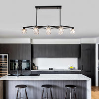 Matte Black Crystal Chandelier For Dining Room, 8 Light Kitchen Chandelier Light Fixture Modern Metal Industrial Chandeliers For Farmhouse Entryway Living Room 8*G9 Bulbs Included Matte Black