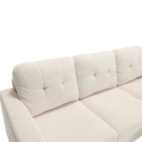 Velvet Sectional Couch Withl Shaped Sofa With Ottoman For Small Apartment Beige Velvet 3 Seat