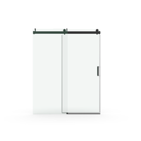 56" 60" W X 76" H Frameless Soft Closing Shower Door, 1 4" 6Mm Tempered Glass Single Sliding With Explosion Proof Coating, Matte Black 24D01 60Mbx Matte Black Bathroom Tempered Glass