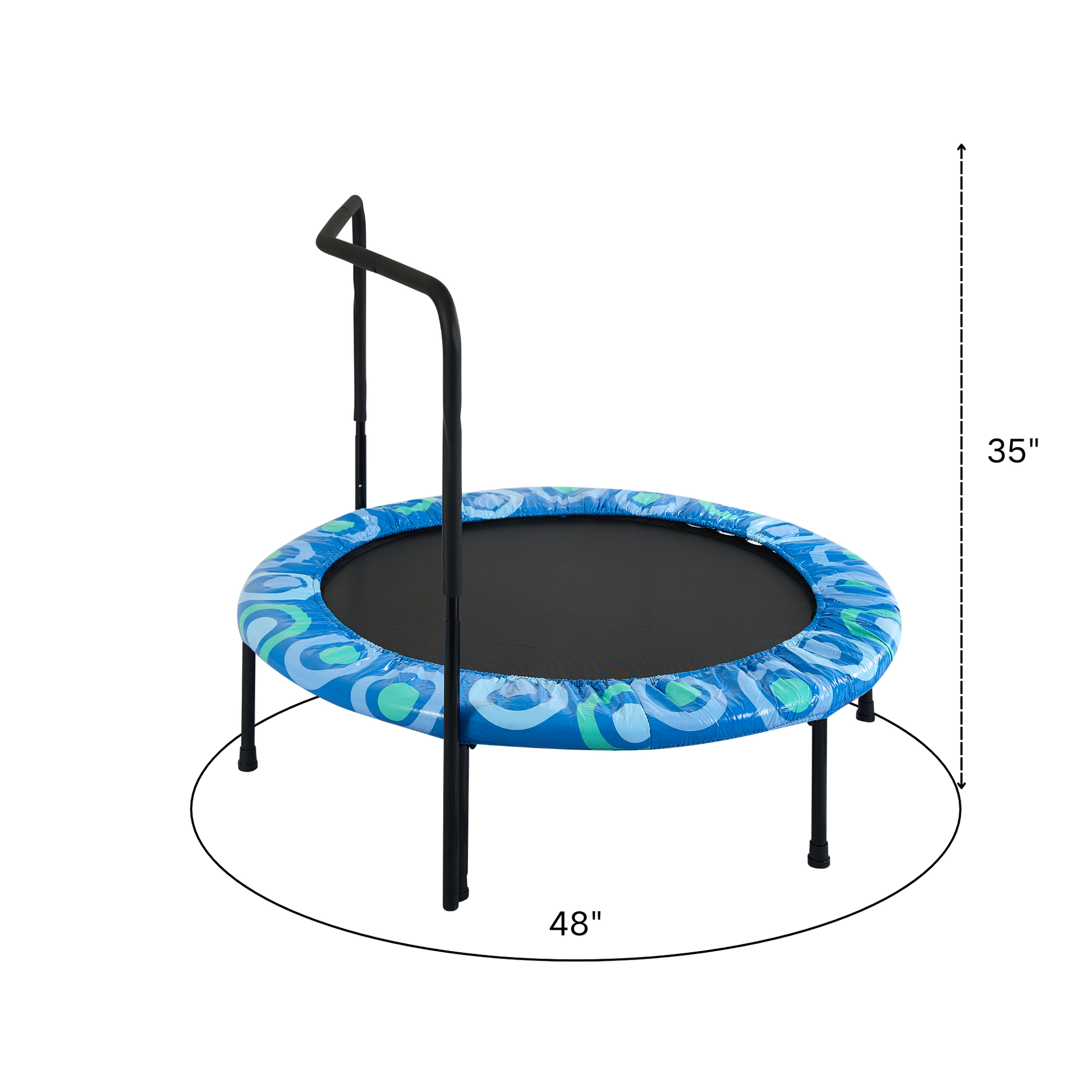 Xtp002 Assembled Children'S Trampoline Happy Expression Outdoor And Indoor For Kids Age 3 7 Blue Steel