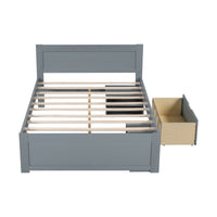 Full Size Platform Bed With Drawer And Two Shelves, Gray Expected Arrival Time: 10.28 Full Gray Mdf Lvl