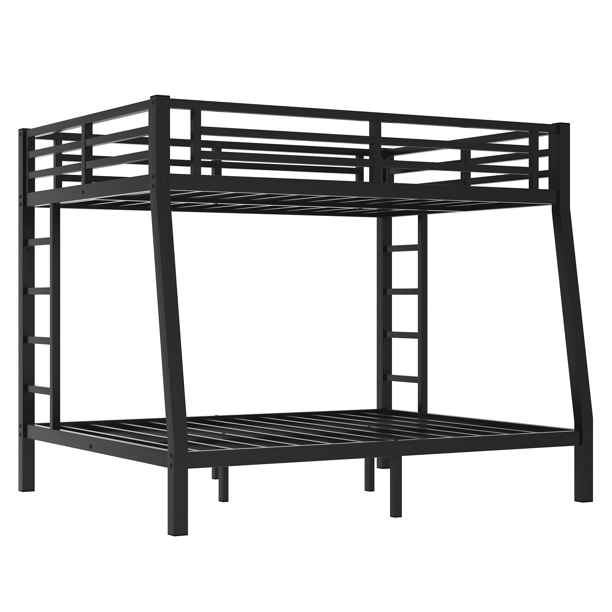 Metal Full Xl Over Queen Bunk Bed For Teens And Adults,Space Saving Noise Reduced No Box Spring Needed, Old Sku W1307S00020 Black Metal