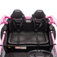 24V Two Seater Kids Ride On Utv W Parents Control,20In Seat Width,400W Super High Power,Four Wheel Suspension,Bluetooth,Mp3,Usb,Led Light,Horn,Rear Storage Space,Speeds 3.73 4.97Mph For Kids Aged 3 . Pink 100 149 Lbs Polypropylene