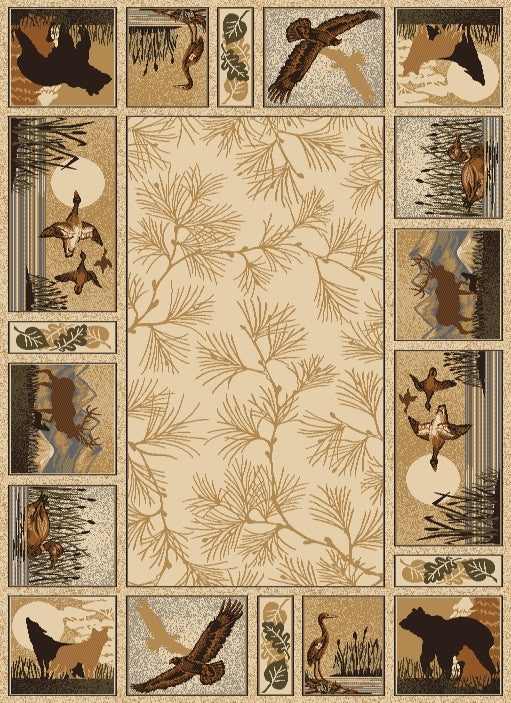 Woodland Gc Rst5502 Cream 5 Ft. 3 In. X 7 Ft. 3 In. Lodge Area Rug Cream Polypropylene