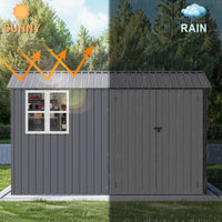 8X10Ft Outdoor Storage Shed With Thickened Galvanized Steel,With Sloped Roof & Double Lockable Door,Storage Shed Large With 6 Vents, Garden Tool Shed For Backyard Garden Patio Lawn Bike,Lawnmower Grey Rectangular None Garden & Outdoor Modern Year Round