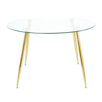 Modern Simple Glass Table, High Quality Tempered Glass Metal Material, Gold Plated Table Legs, Suitable For Restaurant Kitchen Set Of 1 Gold Round Glass