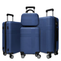 Luggage 4 Piece Set With Spinner Wheels, Hardshell Lightweight Suitcase With Tsa Lock,Checked Luggage,Dark Blue 12 20 24 28In Dark Blue Abs