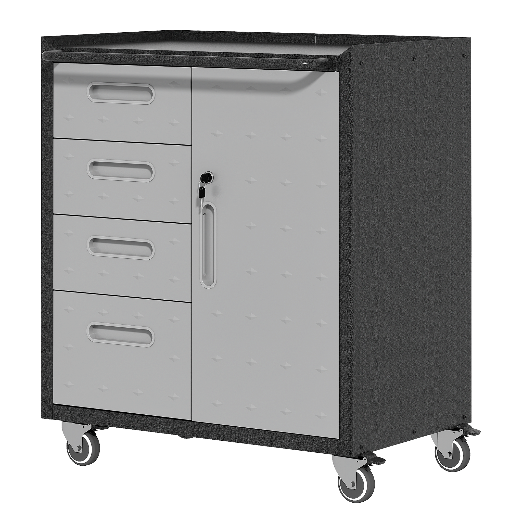 Sturdy Metal Tool Storage Cabinet With Wheels Tool Storage Cabinet For Garage, Office, And Home Organizer Solutions, Black Gray Black Gray Steel