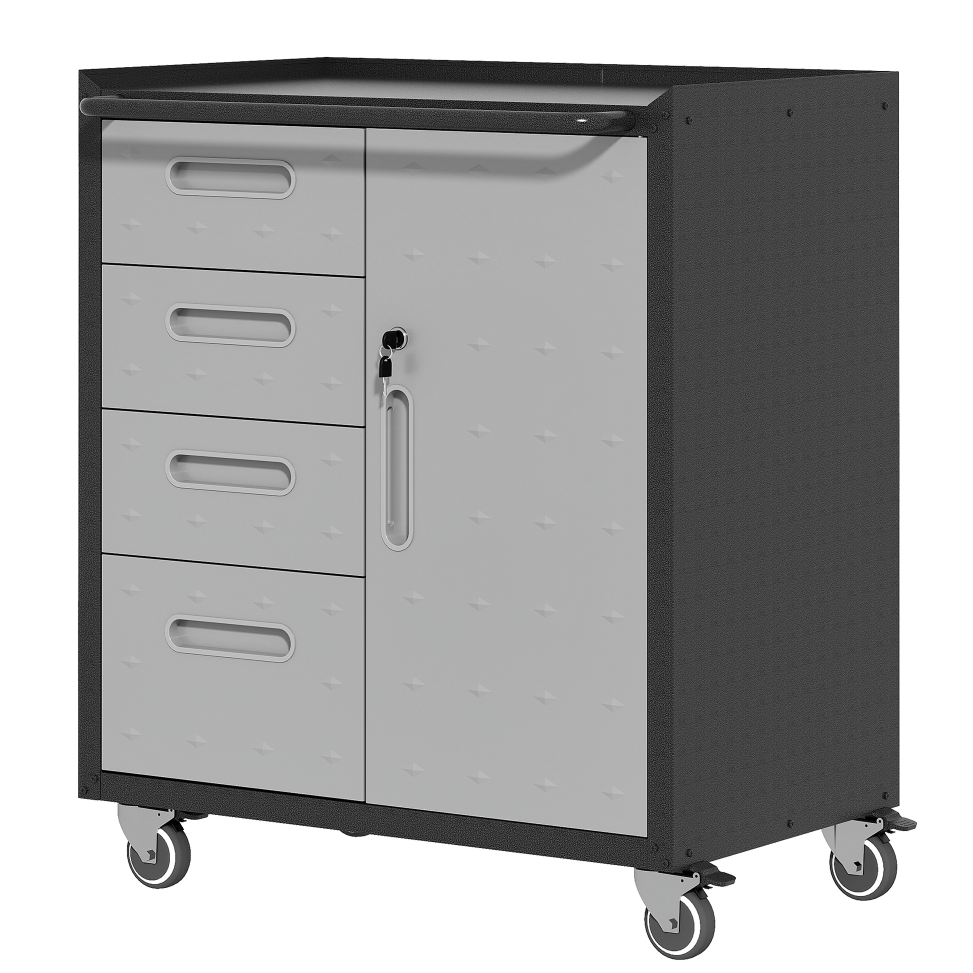 Sturdy Metal Tool Storage Cabinet With Wheels Tool Storage Cabinet For Garage, Office, And Home Organizer Solutions, Black Gray Black Gray Steel