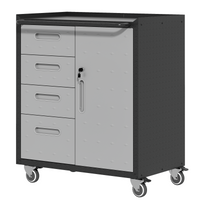Sturdy Metal Tool Storage Cabinet With Wheels Tool Storage Cabinet For Garage, Office, And Home Organizer Solutions, Black Gray Black Gray Steel