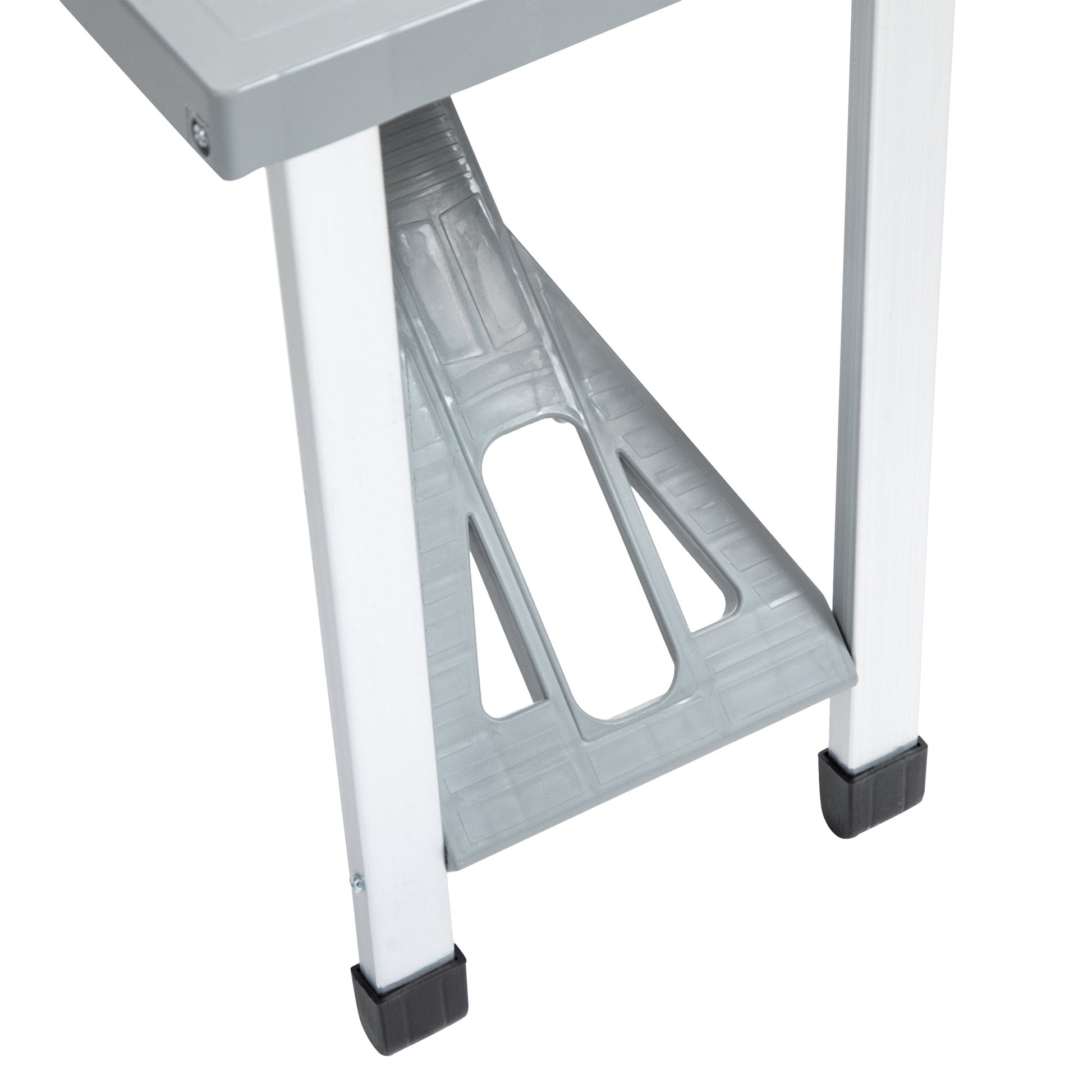 Outsunny Folding Picnic Table With Seats And Umbrella Hole, Portable Camping Chairs Set, 4 Seat, Aluminum Frame, Gray Grey Aluminum