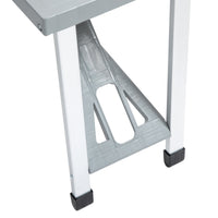 Outsunny Folding Picnic Table With Seats And Umbrella Hole, Portable Camping Chairs Set, 4 Seat, Aluminum Frame, Gray Grey Aluminum
