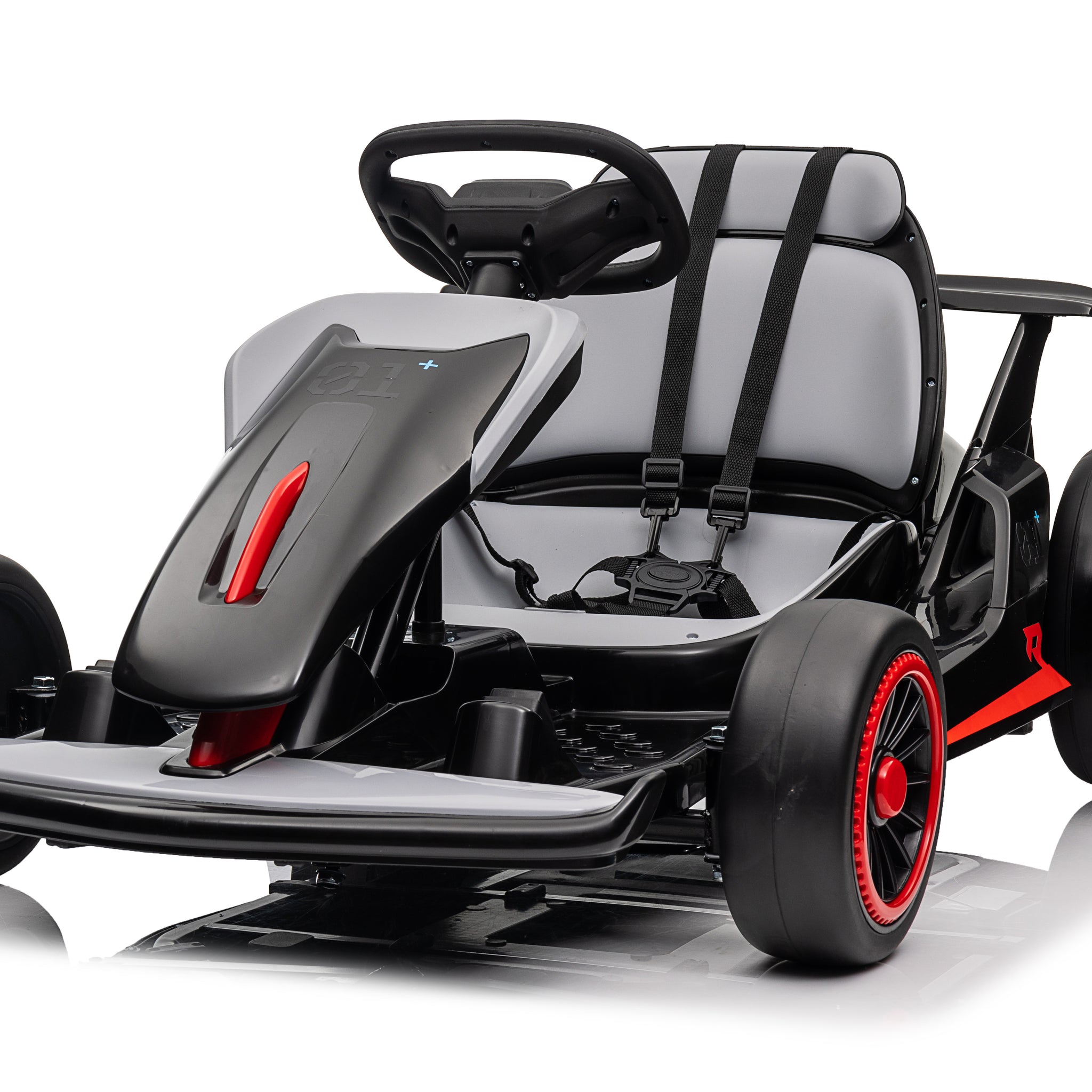 Ride On Go Kart For Kids, 24V7Ah Battery 150W*2 Motors, High Speed Drifting Car, Forward And Backward, Bluetooth, Slow Start Function,High Low Speeds,Music,Mp3,Usb, Horn,Max Load 110Lbs,Black Black