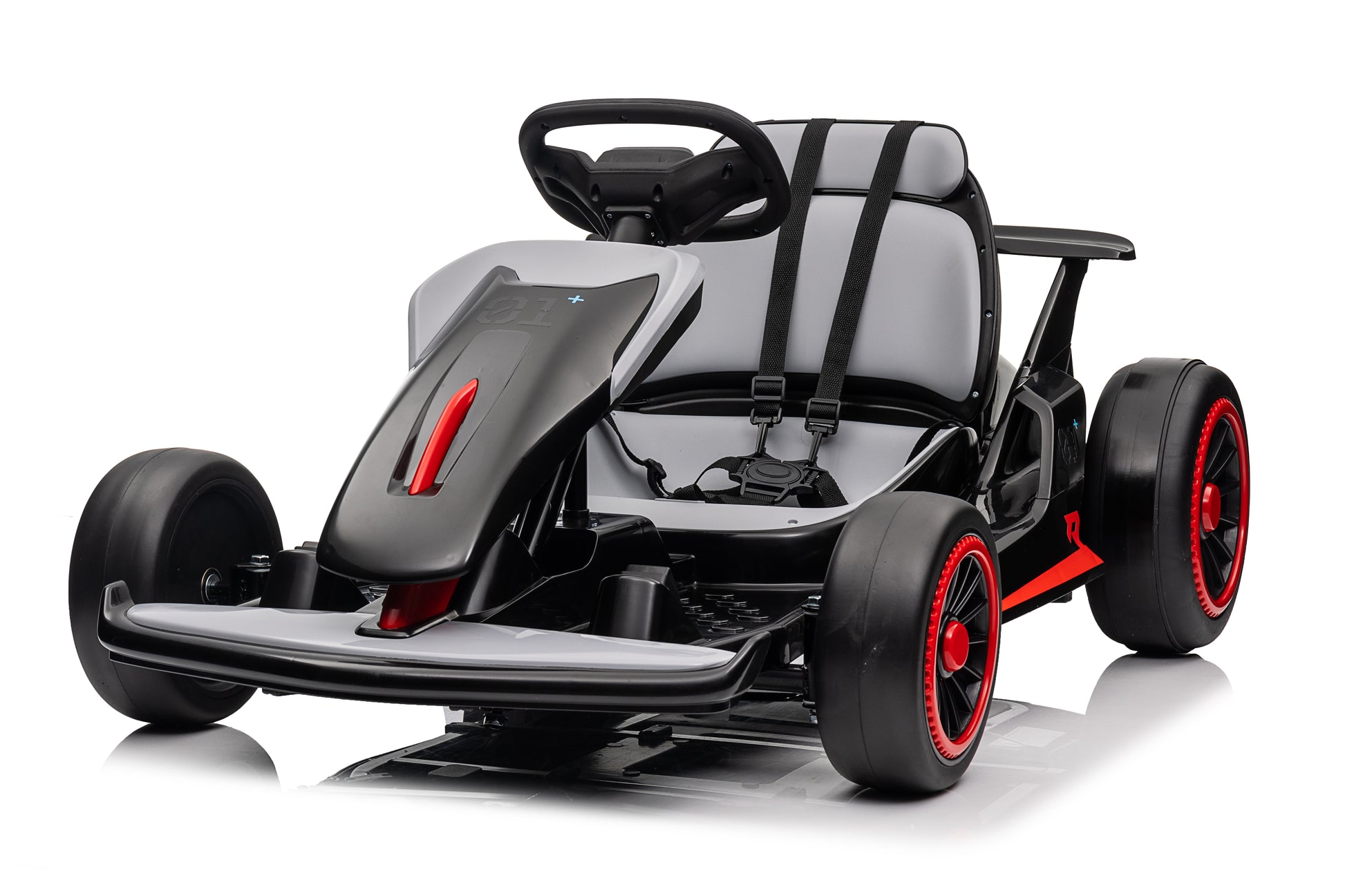 Ride On Go Kart For Kids, 24V7Ah Battery 150W*2 Motors, High Speed Drifting Car, Forward And Backward, Bluetooth, Slow Start Function,High Low Speeds,Music,Mp3,Usb, Horn,Max Load 110Lbs,Black Black