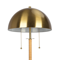 Allure 2 Light Floor Lamp, Gold Brass, Natural Rattan Tubedouble On Off Pull Chain Gold,Rattan Table&Floor Lamps Brass,Rattan