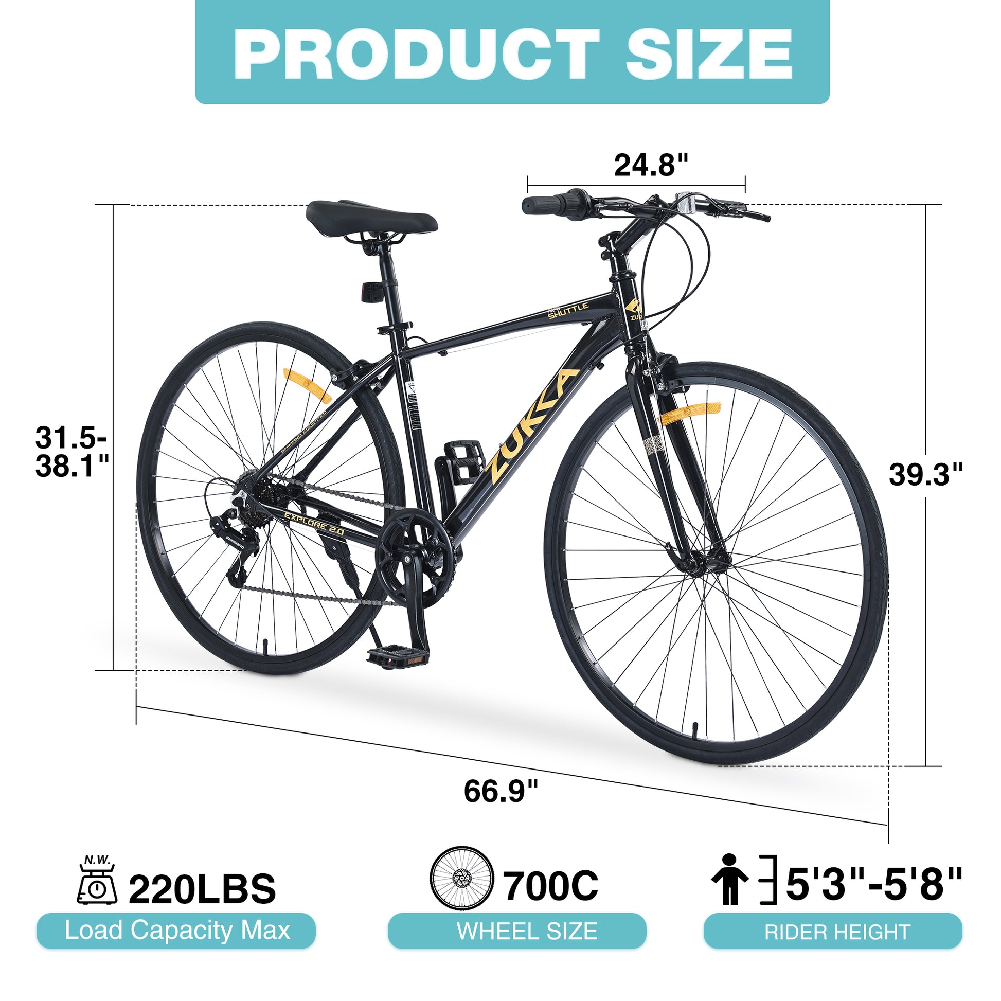 Shimano 7 Speed Hybrid Bike Aluminum Alloy Frame C Brake 700C Road Bike For Men Women'S City Bicycle Black Aluminium Alloy