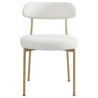 Boucle Upholstered Dining Chairs With Curved Backrest & Gold Metal Legs Set Of 2, Beige Metal Beige Gold Dining Room Foam Classic,Modern Dining Chairs Set Of 2 Fabric Metal