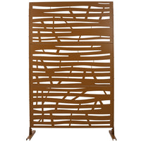 Outdoor & Indoor Privacy Screen Metal Privacy Screen 76" H 48" W, Freestanding Decorative Privacy Screen For Deck Balcony Patio, Privacy Fence Panels For Outside Lawn Garden Ps109 Brown Brown Steel