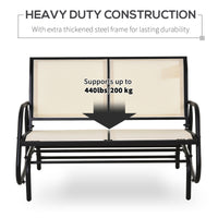 Outsunny 2 Person Outdoor Glider Bench, Patio Double Swing Rocking Chair Loveseat W Powder Coated Steel Frame For Backyard Garden Porch, Beige Beige Steel