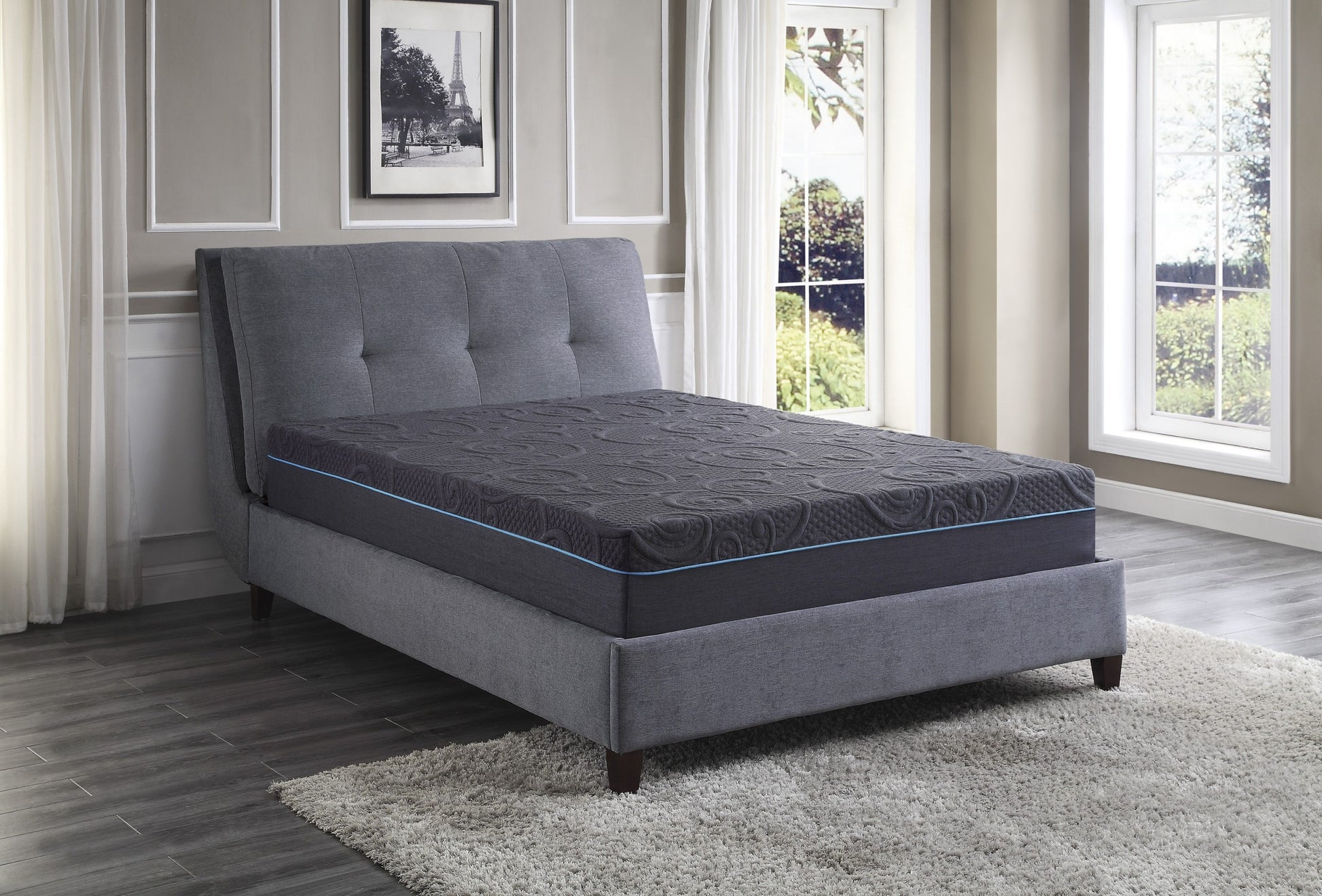 11 Inch Queen Size Bed Mattress Gel Infused Memory Foam Hybrid Mattress, Dark Gray, Mattress In A Box Dark Gray Bedroom Foam Spring Queen