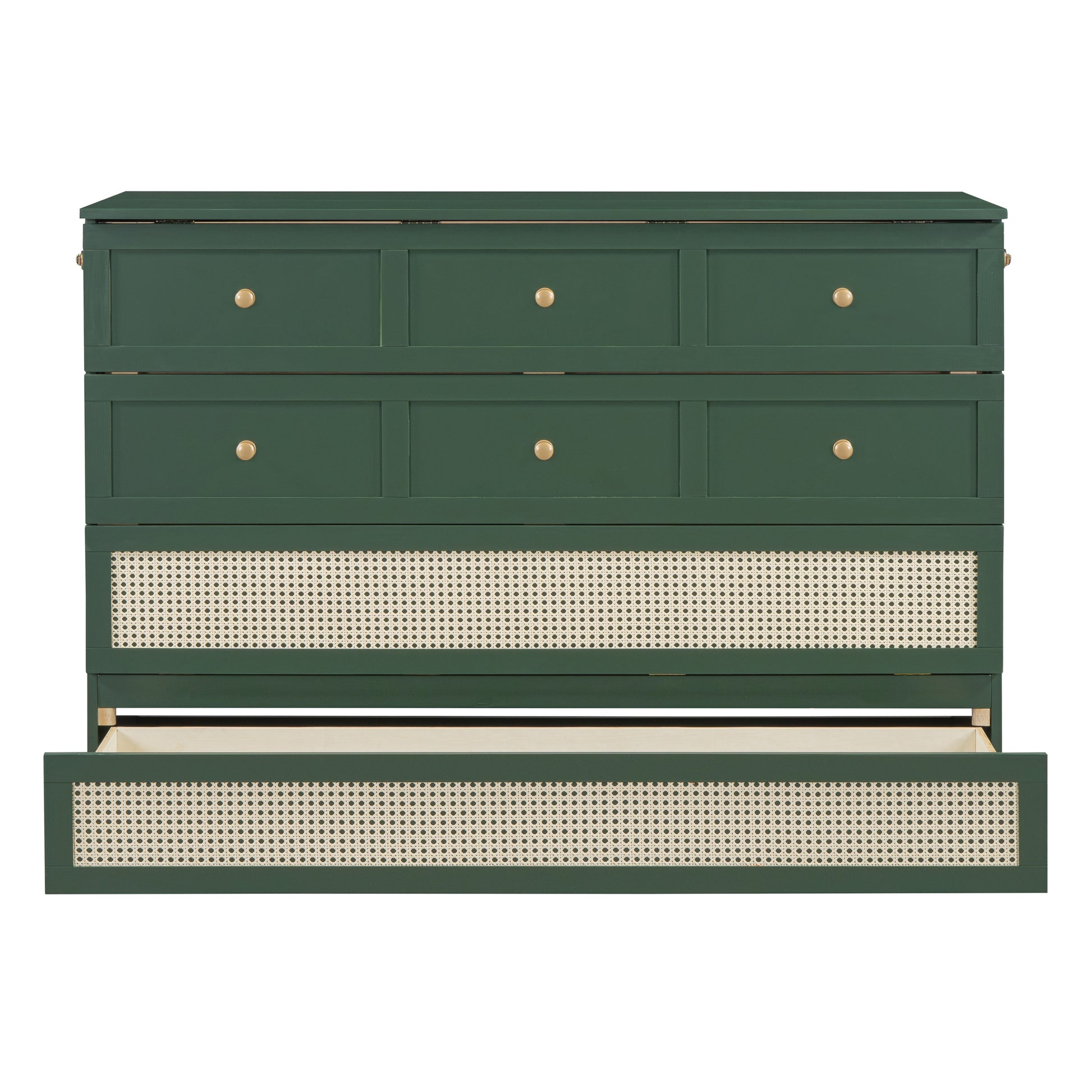 Queen Murphy Bed With Large Drawers,Green Queen Green Plywood