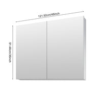 48'' W X 36'' H Surface Frameless Mirror Medicine Cabinet, Beveled Mirror Edges Bathroom Medicine Cabinet White Engineered Wood