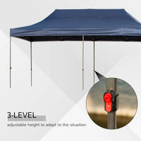 Outsunny 10' X 20' Pop Up Canopy Tent With Sidewalls & Doors, Instant Tents For Parties With Wheeled Carry Bag, Height Adjustable, For Outdoor, Garden, Patio, Blue Dark Blue Steel