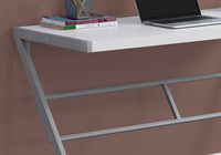 Computer Desk, Home Office, Laptop, 48"L, Work, White Laminate, Grey Metal, Contemporary, Modern White Mdf