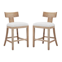 27" Counter Stools Set Of 2, Upholstered Counter Height Bar Stools With Solid Rubber Wood Frame, Backrest, Footrest, Armless Barstools For Home Bar, Kitchen Counter, Beige & Natural Beige Natural Foam Set Of 2 Fabric