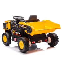 12V Kids Ride On Dump Truck W Parents Control,2Wd,Rear Wheel Suspension,Electric Dump Bed And Extra Shovel,Multimedia Function With Bluetooh And Music,Volume&Speed Adjustment,Led Light For Kids 3 5. Yellow Polypropylene