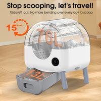 Self Cleaning Litter Box 2.2Lb 23Lb Cat Can Use, 100L Automatic Cat Litter Box Self Cleaning, Extra Large For Multiple Cats, Anti Pinch, All Clumping Litter Can Use, With Garbage Bags, App Control White Gray Abs