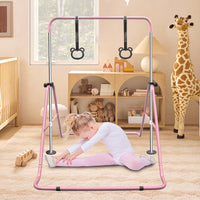 Multi Functional Adjustable Height Children'S Horizontal Gymnastic Bar With Bear Rings Pink Steel