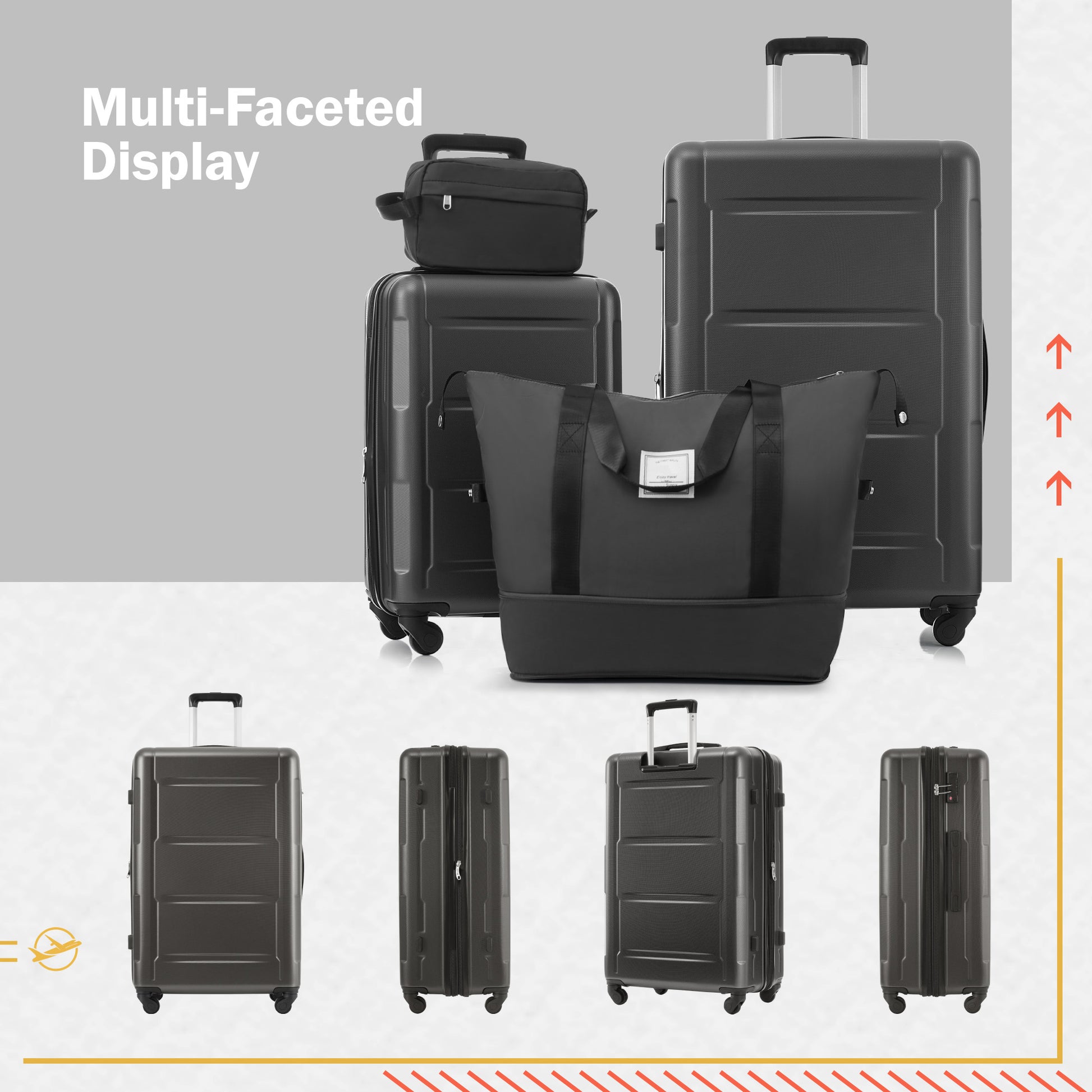 2 Piece Luggage Set With Bags Expanable Spinner Wheels Abs Lightweight Suitcase With Tsa Lock 20Inch 24Inch Dark Gray Abs