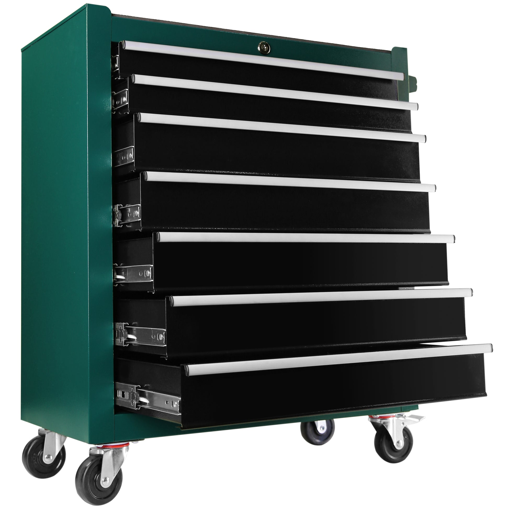 7 Drawer Rolling Tool Cart, Rolling Tool Box On Wheels, Lockable Home Repair Tool Storage Organizer, Tool Chest Cabinet For Mechanic, Garage Green Steel