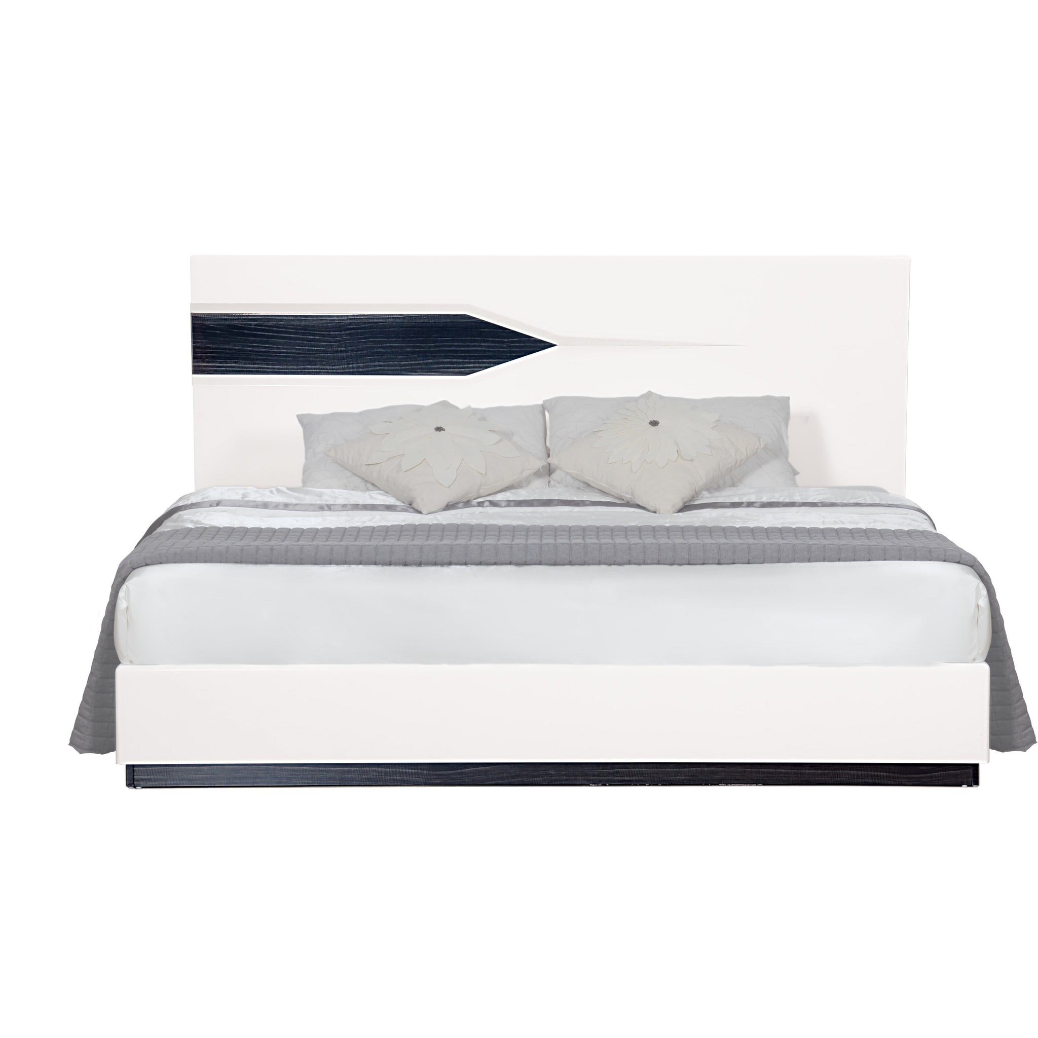 Vios Zebra White King Bed White Black Mdf