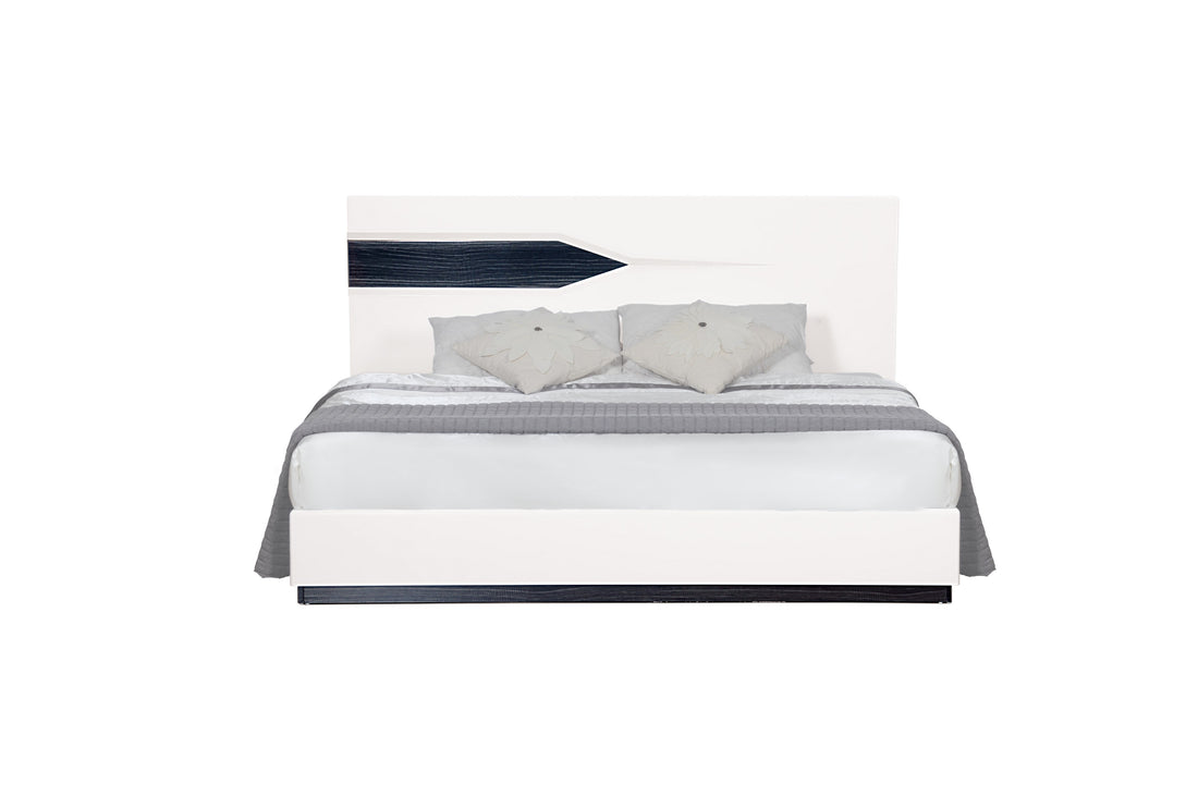 Vios Zebra White King Bed White Black Mdf