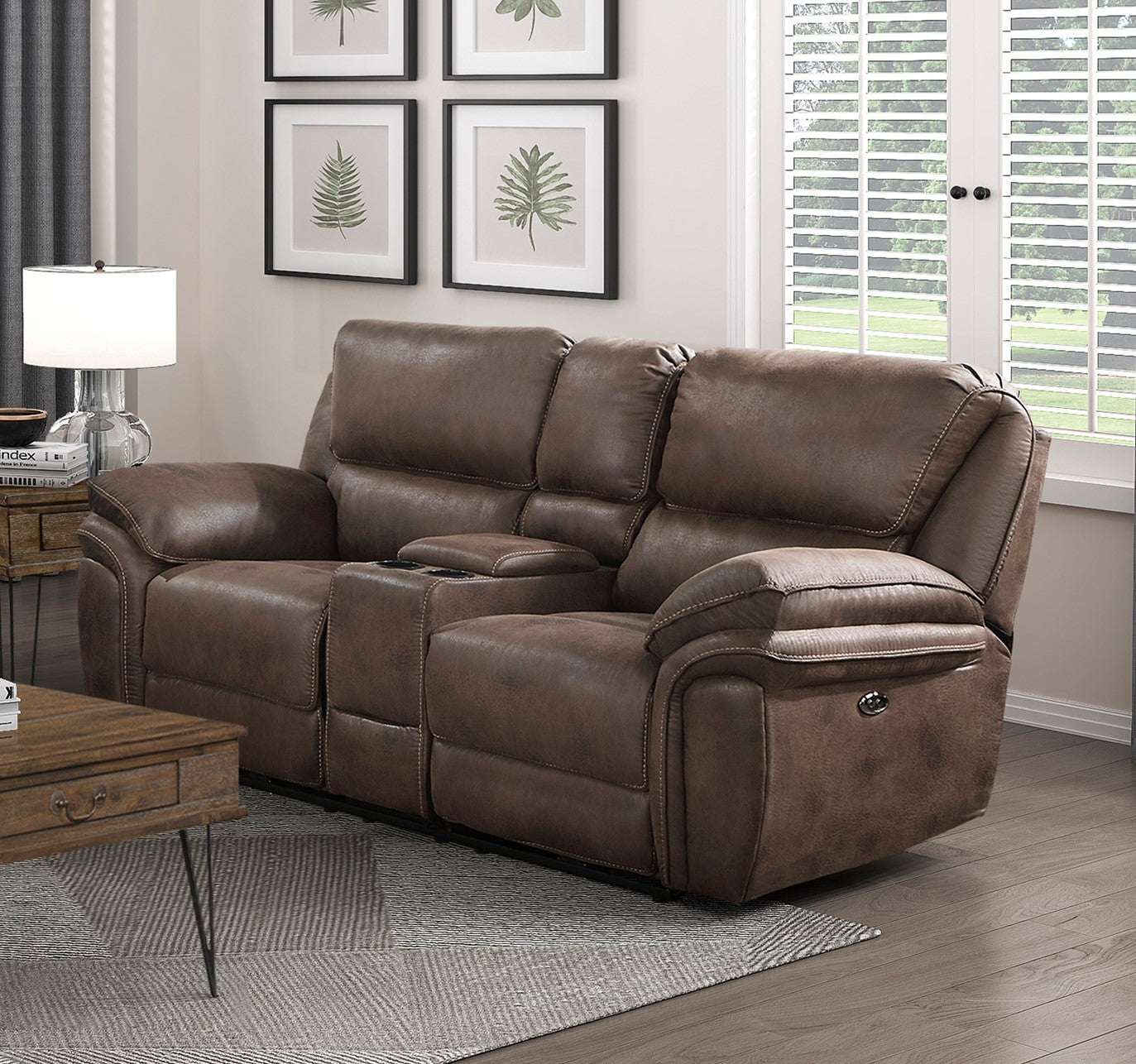 Plush Modern Design Living Room Power Reclining Loveseat Brown Microfiber Upholstery Usb Port Solid Wood Frame Furniture 1Pc Brown Microfiber Wood Primary Living Space Modern Plywood,Solid Wood