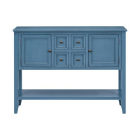 Cambridge Series Large Storage Vintage Console Table With Four Small Drawers And Bottom Shelf For Living Rooms, Entrances And Kitchens Light Navy, Old Sku: Wf190263Aah Light Navy Solid Wood Mdf