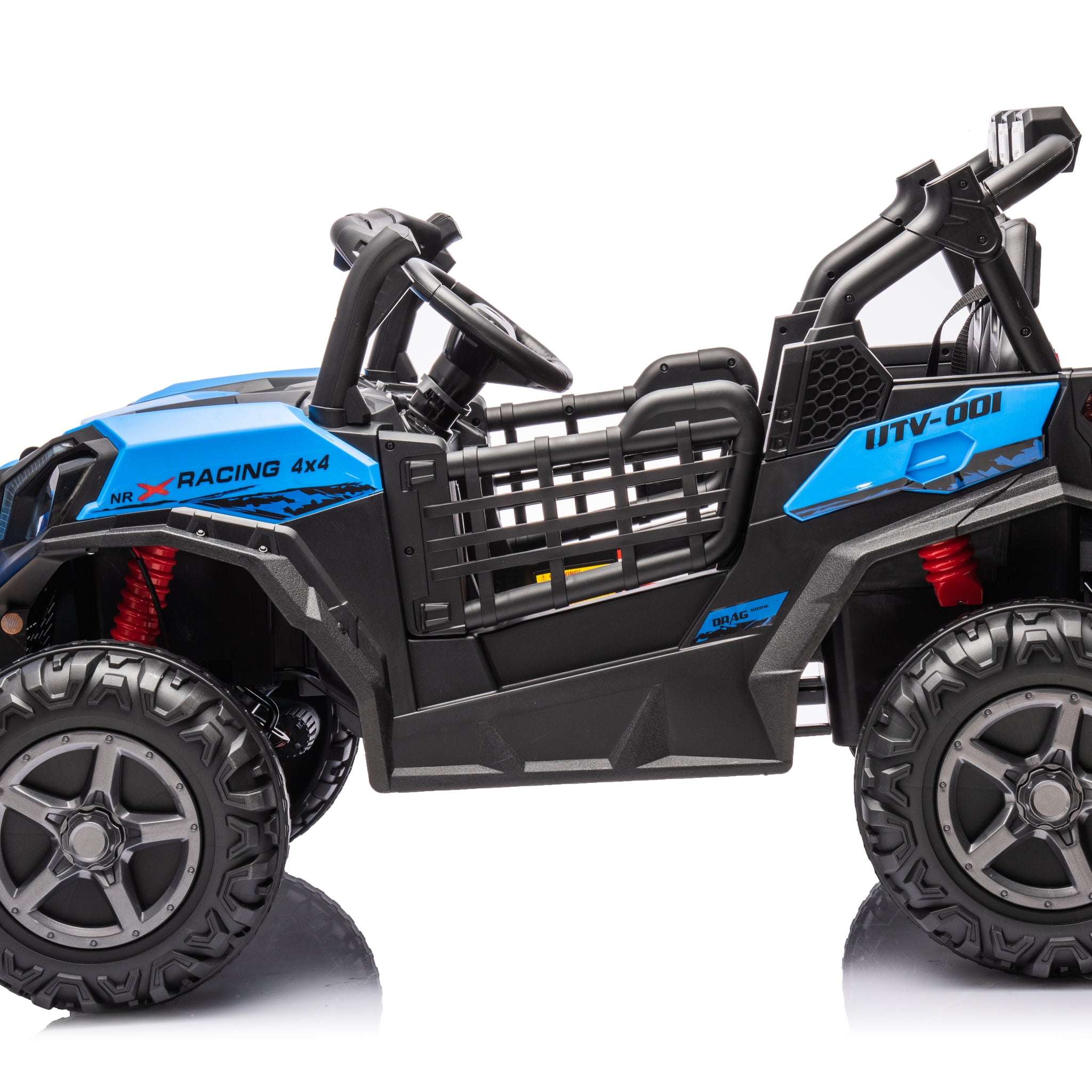 24V Ride On Toys 4Wd Ride On Cars With Remote Control, 2 Xl Seater Electric Car For Kids, Power Car Wheels, Utv 4*200W Motor, Bluetooth, Music, Lights, 3 Speeds,Blue Blue Abs