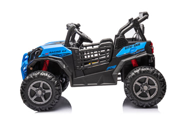 24V Ride On Toys 4Wd Ride On Cars With Remote Control, 2 Xl Seater Electric Car For Kids, Power Car Wheels, Utv 4*200W Motor, Bluetooth, Music, Lights, 3 Speeds,Blue Blue Abs