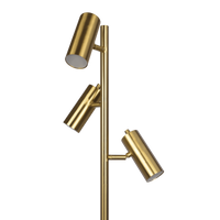 Lumina Brassed Gold Floor Lamp With Rotary Switch Triple Spots Metal Cone Base Gold Table&Floor Lamps Brass