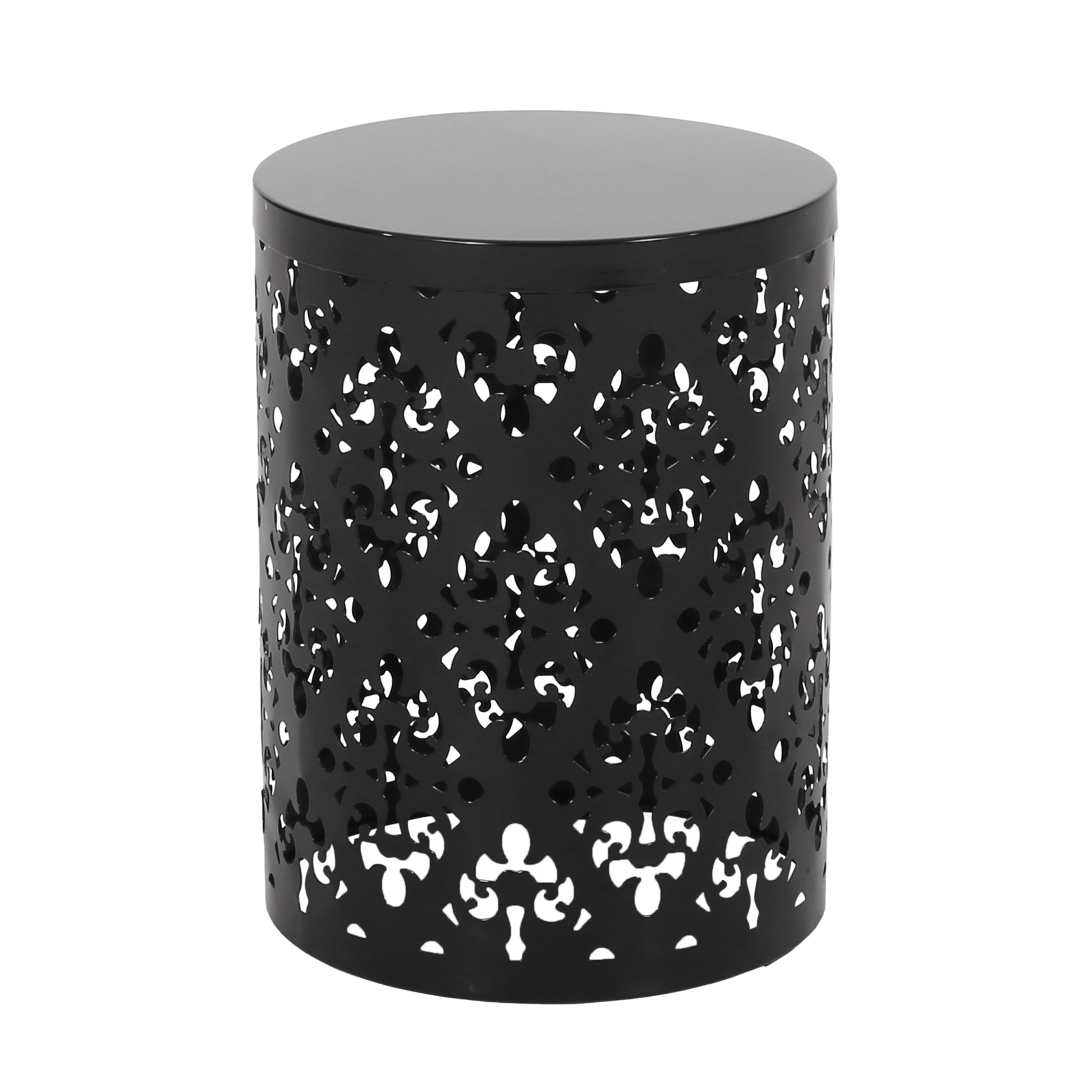 Metal End Table Large Black Iron