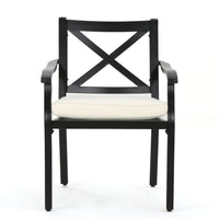 2Pc Dining Chair Black Ivory Aluminum