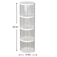 360 Rotating Bookshelf, Small Corner Bookcase With Small Footprint, 4 Tier Floor Standing Bookcasefor Kids&Adults, Narrow Book Shelf Organizer For Bedroom, Living Room, Round, White Cream White Bedroom American Design,Classic Polypropylene Abs,Pet