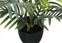 Artificial Plant, 20" Tall, Palm, Indoor, Faux, Fake, Table, Greenery, Potted, Real Touch, Decorative, Green Leaves, Black Pot Green Foam Plastic