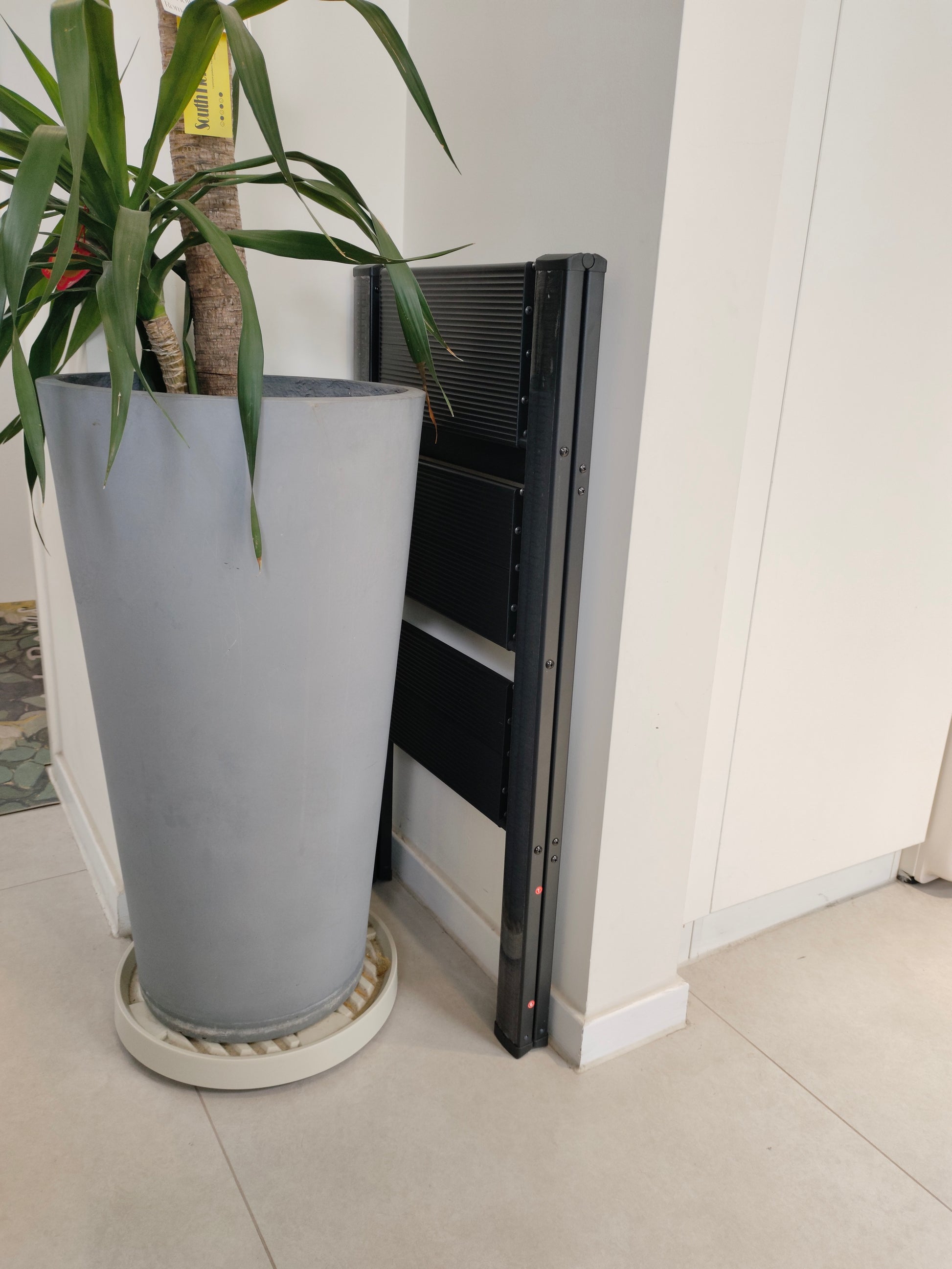 3 Step Ladder Aluminum Light Folding Step Bench Wide Non Slip Pedal 300 Lb Capacity Home Office Portable Ladder Black Black Aluminium