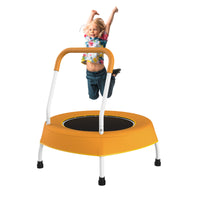 Toddler Trampoline For Kids 1 Year Plus With Handle, Baby Gifts For Boys And Girls, Indoor And Outdoor Orange Metal