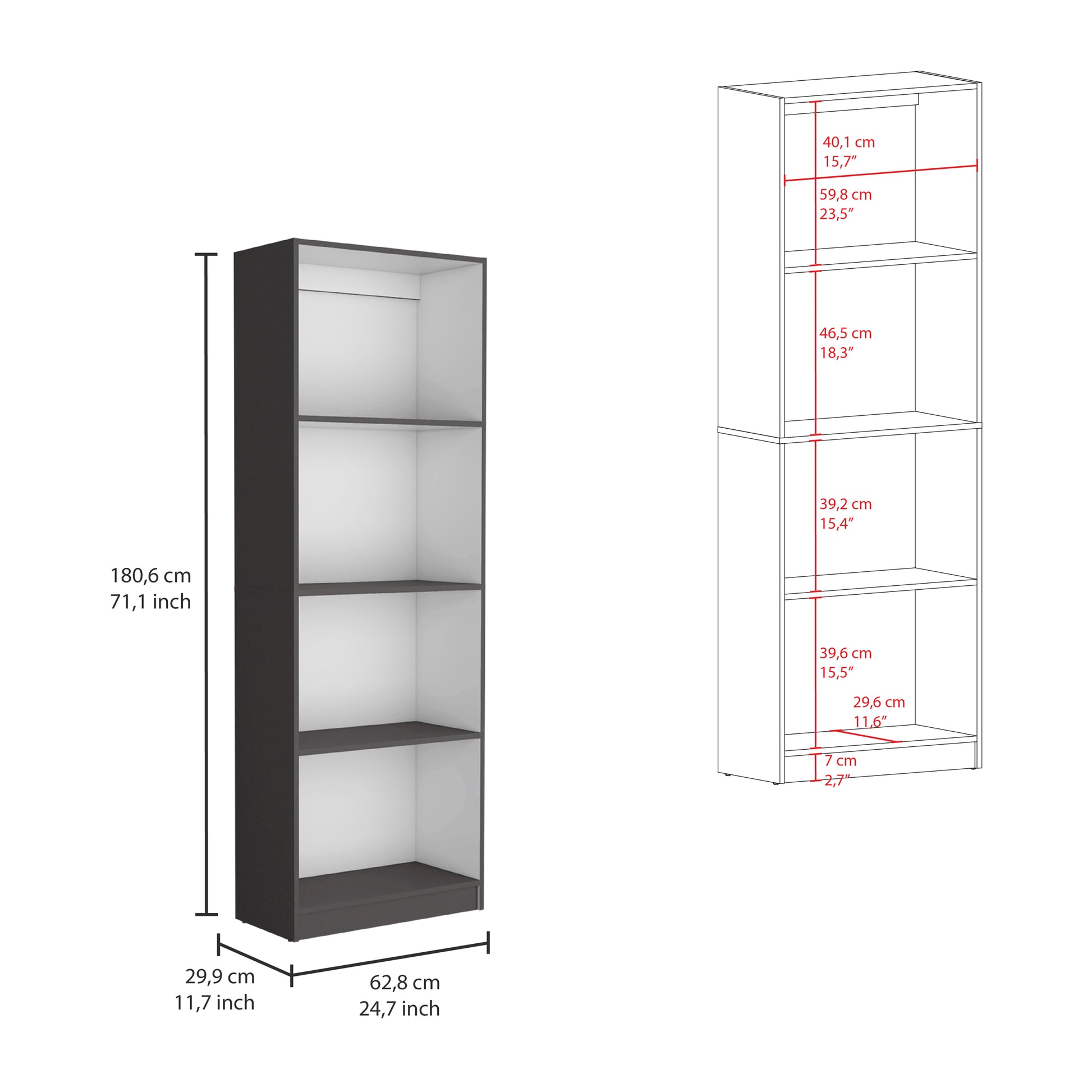 2 Piece Bookcase Living Room Set, Storage Cabinet, 42" Wide And 9 Shelves Matt Gray White Multicolor Particle Board