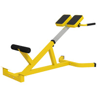 Soozier Roman Chair Back Extension Machine, Height Adjustable Hyperextension Bench With Dip Bars, Multi Functional For Back, Core, Arms And Whole Body Training, Yellow Yellow Steel